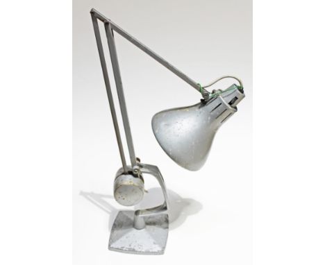 An aluminium weighted angle poise lamp.