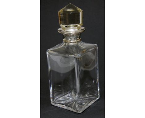 A contemporary whisky decanter with hallmarked silver collar, height 26cm.