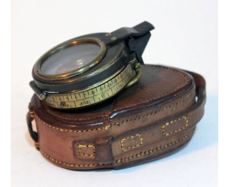 A WWI Verners' MK VIII compass with leather case.