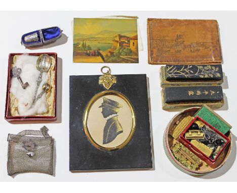 Assorted items comprising a key with Prince of Wales crest, two hallmarked silver replicas of the 1902 Coronation Anointing S