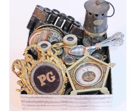 A mixed lot comprising a pair of Thomas Armstrong & Brother The Pocket Prismatic binoculars, two pairs of French opera glasse