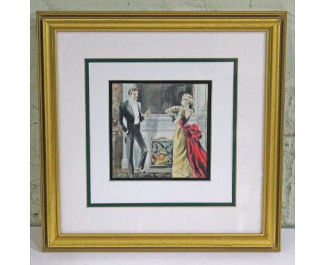 A group of four pictures comprising a cigarette style illustration, an old master style print, an American oil on board initt