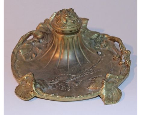 A French gilt bronze standish by A Marrionnet, length 23cm.