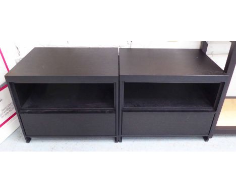 CAMERICH BEDSIDE CABINETS, a pair, in black ash with shelf and drawer below, 62cm x 48cm x 51cm H. (2)