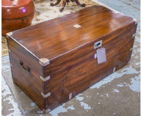TRUNK, 19th century camphorwood and brass bound, with rising lid and carrying handles, 95cm W x 45cm D x 43cm H.