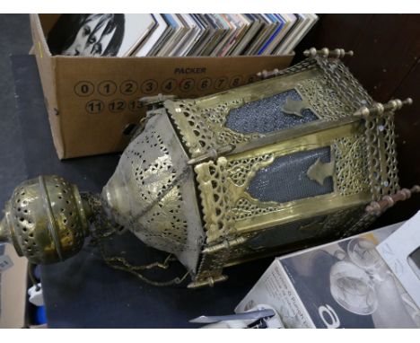 Indian style brass light with electric fittings, height 70 cm
