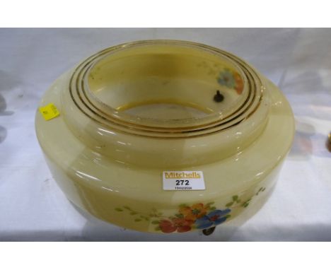 Vintage floral painted glass light shade 