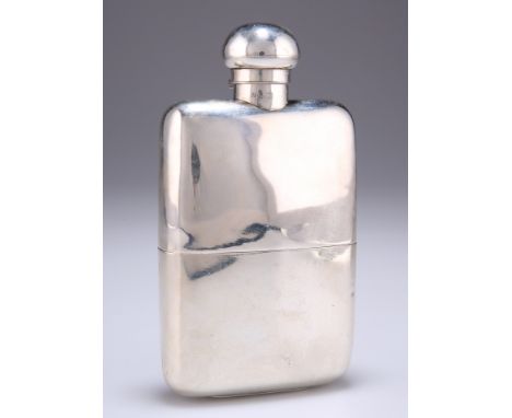 A GEORGE V SILVER HIP FLASK AND CUP,&nbsp;by Finnigans Ltd, London 1910,&nbsp;the plain flask shaped for the pocket, with hin