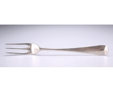 A GEORGE III SILVER THREE-PRONG FORK,&nbsp;by Hester Bateman, London 1778, Old English Hanoverian pattern. 19.5cm long, 1.9 t