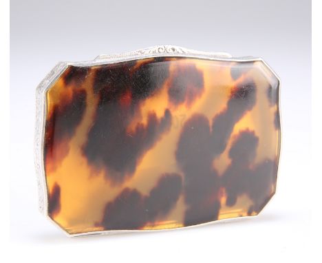 AN ELIZABETH II SILVER AND TORTOISESHELL CARD CASE,&nbsp;by&nbsp;Hugh Crawshaw, Sheffield 2008, shaped rectangular, the hinge