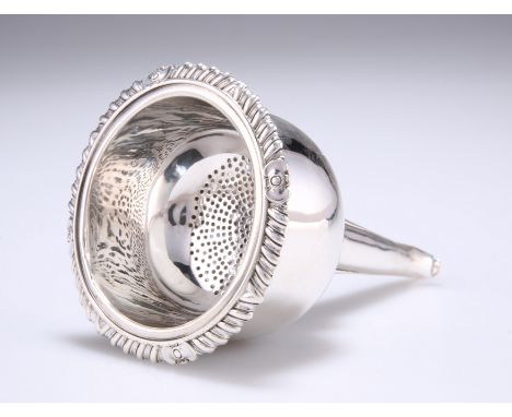 A GEORGE III SCOTTISH SILVER WINE FUNNEL,&nbsp;probably by John McDonald, Edinburgh 1817, plain, the detachable strainer with
