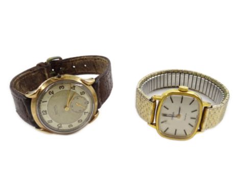 Rotary 9ct gold wristwatch, London 1950 on leather strap and Omega ladies wristwatch on expandable strap Condition Report &am