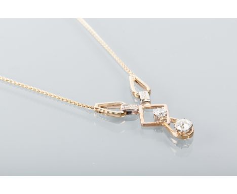 IMPRESSIVE NINE CARAT GOLD DIAMOND PENDANT ON A CHAIN
the nine carat setting with two old brilliant cut diamonds totalling 2.