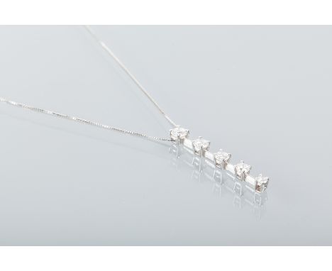 DIAMOND PENDANT
set with a vertical graduated row of five brilliant cut diamonds, totalling approximately 1.20 carats, marked