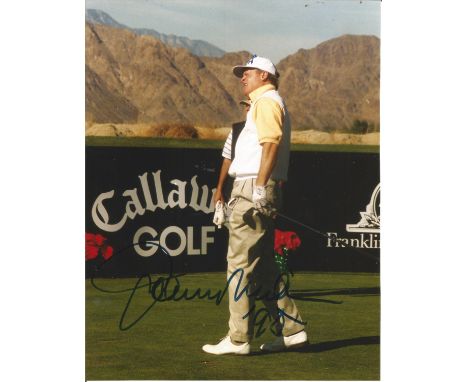 Johnny Miller signed 10x8 colour photo, John Laurence Miller (born April 29, 1947) is an American former professional golfer,