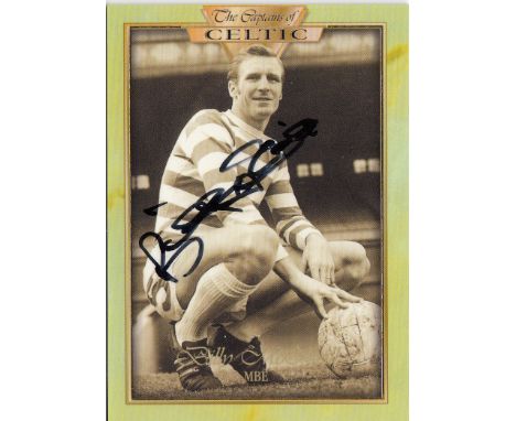 BILLY McNEILL 1998: Autographed Futera Captains of Celtic limited-edition trade card in 1998, depicting BILLY McNEILL and sig