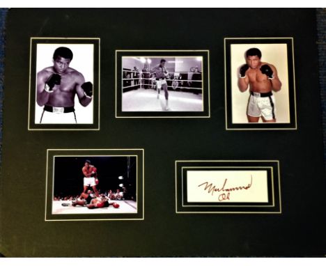 Boxing Muhammad Ali 20x16 mounted signature superb collectors item includes a signed album page clear signature and four supe
