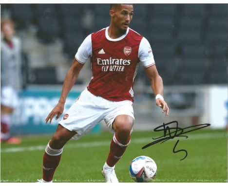 Football William Saliba signed 10x8 colour photo pictured in action for Arsenal. Good Condition. All autographs are genuine h
