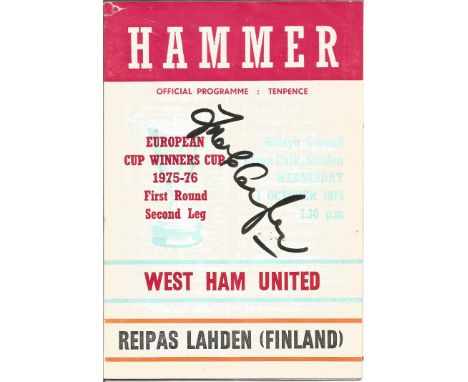 Football Frank Lampard Snr signed vintage programme West Ham United v Reipas Lahden (Finland) European Cup Winners Cup 1975-7