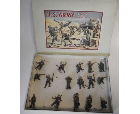 Timpo Set No 951.S  U.S. Army, sixteen figures in various poses, in original box with pictorial label.
