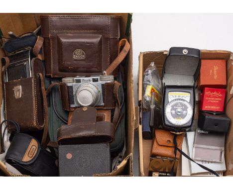 Paxette, Kodak and others. A group of vintage cameras including a Kodauy Box Brownie,  together with a  collection of  miscel