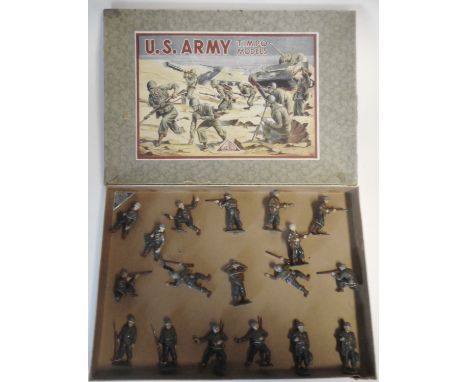 Timpo Set No 950  U.S. Army, eighteen figures in various poses, in original box with pictorial label.