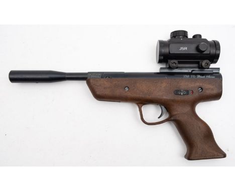 A Weirauch HW70 'Black Arrow' .177 calibre air pistol: serial number '176871' brown resin  moulded frame and grip, fitte JSR 