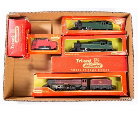 Hornby OO/HO gauge. A group of six steam outline locomotives including R854  0-4-0 Clockwork locomotive, R.258 The Princess R