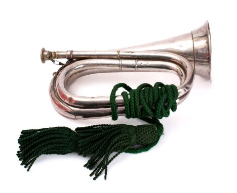 A Boer War period presentation silver plated bugle by S Arthur Chappell, London,  inscribed to bell ' Presented to No. 5810 D