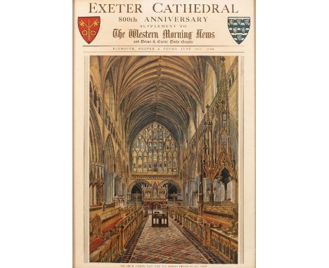 Exeter Cathedral; a group of twelve assorted printsvarious dates 19th/20th century, comprising;a view of the nave, engraved b