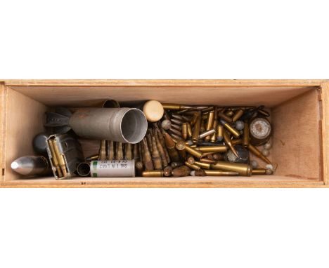 A collection of various used ordnance, including two WWI  fuses, a mortar round etc (a lot)