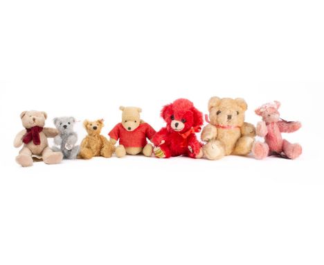 Two miniature Steiff Club Teddy bears together with a group of  five other similar Teddy bears  (7)