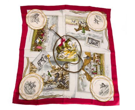 Hermes, Paris. 'The Hunt' silk scarf:, 86 x 84cm.