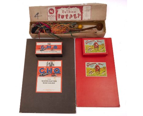 A boxed Pelham 'Lulabelle' puppet,  together with Waddingtons 'GHQ' board game and 'The Garawayton Hunt' board game (3) 
