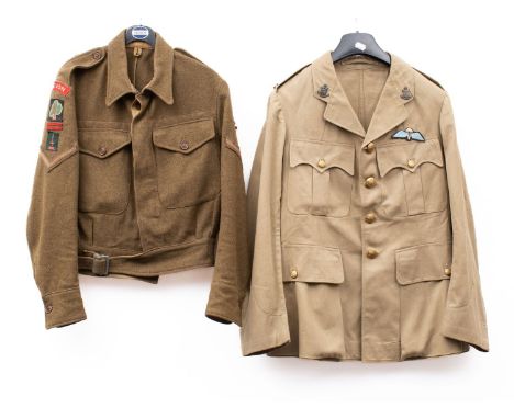 A WWII Devonshire Regiment Battledress Blouse by Philmac Sportswear Philadelphia USA:, size 4 olive drab, dated 'Jan.5, 1943'