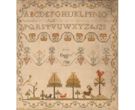 A 19th Century sampler, worked by Julia Rebecca Bucke, 1882; and another, (2)