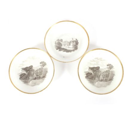 Three early 19th Century Spode saucer dishes, pattern 557