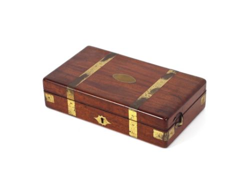 A 19th Century mahogany and brass bound surgeon's box, with contents of various associated and unassociated tools and impleme