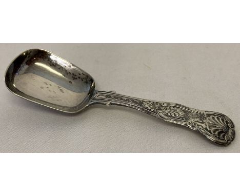 A Georgian silver tea caddy spoon, hallmarked A. B. Savory &amp; Sons, London 1834.  Kings pattern decoration to handle with 