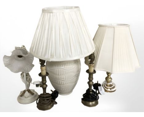 A group of ceramic and metal lamp bases. (1 box)