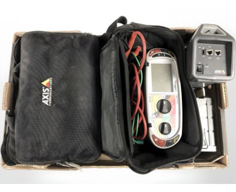 An Axis T8415 wireless install tool and a Megger MFT1731 tester with carry bags and leads. (1 box)