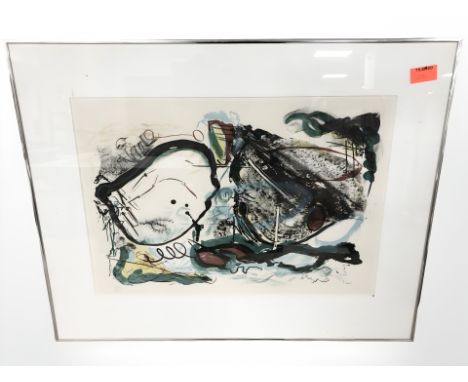 20th Century Continental School : Abstract study, colour lithograph, indistinctly signed and numbered 22 of 350, 43 cm x 60 c