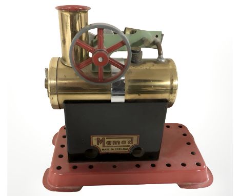 A Mamod live steam engine on plinth, length 14 cm.