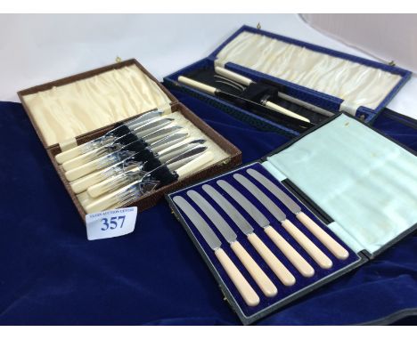  Sale Item:    3 SETS CASED CUTLERY   Vat Status:   No Vat   Buyers Premium:  This lot is subject to a Buyers Premium of 15% 
