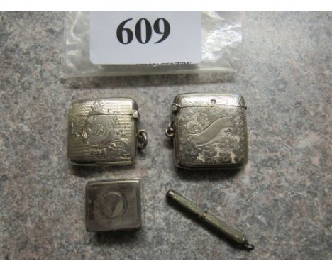  Sale Item:    BAG 2 VESTA BOXES PILL BOX & OTHER  Vat Status:   No Vat   Buyers Premium:  This lot is subject to a Buyers Pr