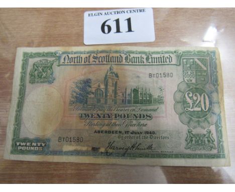  Sale Item:    1940 NORTH SCOTLAND BANK LTD £20   Vat Status:   No Vat   Buyers Premium:  This lot is subject to a Buyers Pre