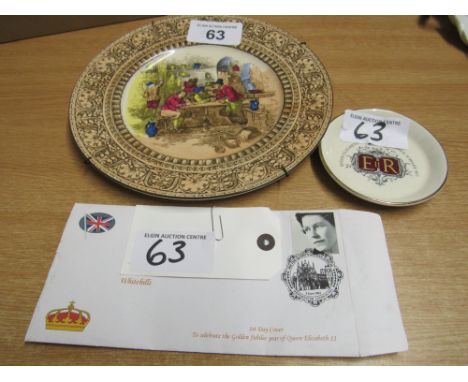  Sale Item:    DOULTON PLATE E R PLATE & FIRST DAY COVER ENVELOPE- TORN (AF)  Vat Status:   No Vat   Buyers Premium:  This lo
