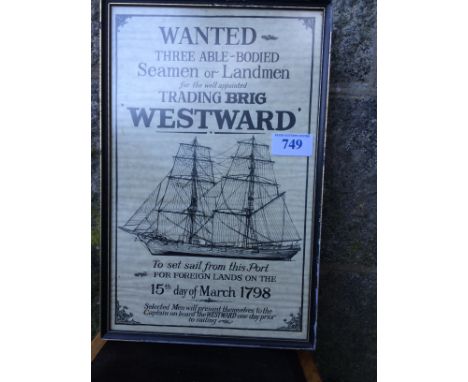  Sale Item:    WANTED SIGN   Vat Status:   No Vat   Buyers Premium:  This lot is subject to a Buyers Premium of 15% + Vat @ 2