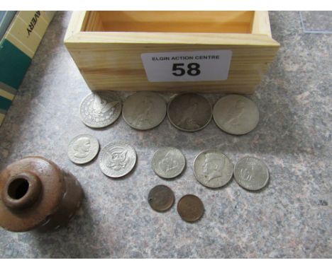  Sale Item:    CASE 11 AMERICAN COINS & INK BOTTLE (AF)  Vat Status:   No Vat   Buyers Premium:  This lot is subject to a Buy