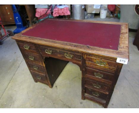 Sale Item:    LEATHER TOP KNEE HOLE DESK   Vat Status:   No Vat   Buyers Premium:  This lot is subject to a Buyers Premium o